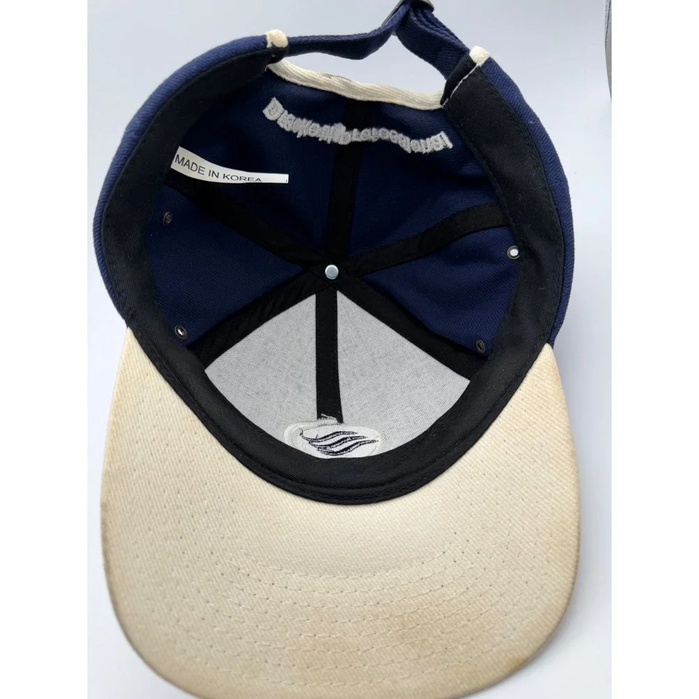 Vintage Windex Drackett Professional Hat Navy Blue Cream Trim Adjustable Cap